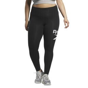 REEBOK Plus Size Women's Logo Leggings Black /White 1X NWT